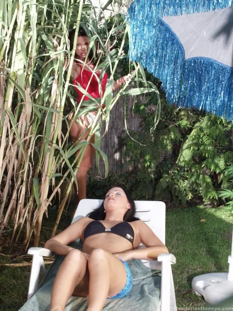 Cristina Bella: Two Thick Brunettes Strip Outdoors for Kissing and Pussy Licking – photo 2 of 21