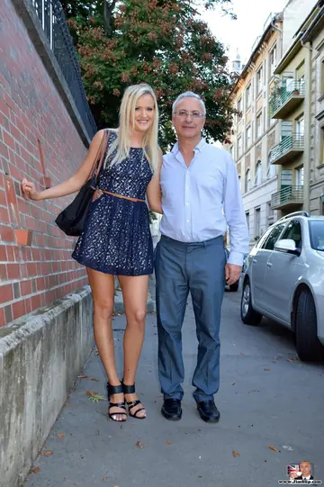Andrea Francis – Tall Russian Blonde Strips and Blows an Older Man