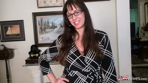 Busty Mature Brunette in Panties Fingers and Uses a Dildo – photo 1 of 16