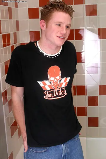 Redheaded Man Strips and Masturbates in the Bathtub