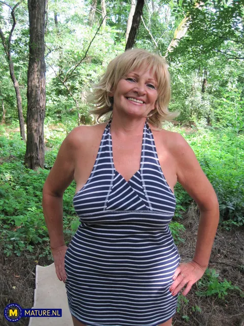Mature Blonde European Fucks a Partner in the Forest – photo 1 of 21