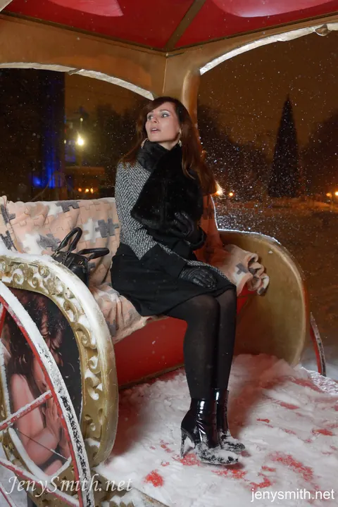 Jeny Smith: Brunette MILF in Stockings and Boots Spreads Outdoors – photo 9 of 15