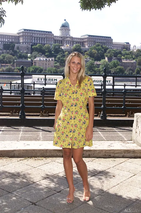 Petite European Blonde Sheds Her Dress and Flashes Outdoors – photo 10 of 20