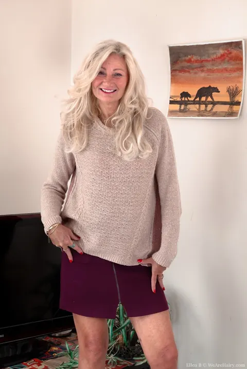 Hairy Mature Blonde Pulls Panties Aside and Spreads Her Legs in Heels – photo 1 of 16
