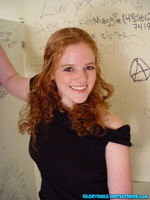 Curly African Redhead Strips Off Her Jeans for Gloryhole Blowjob – photo 2 of 21