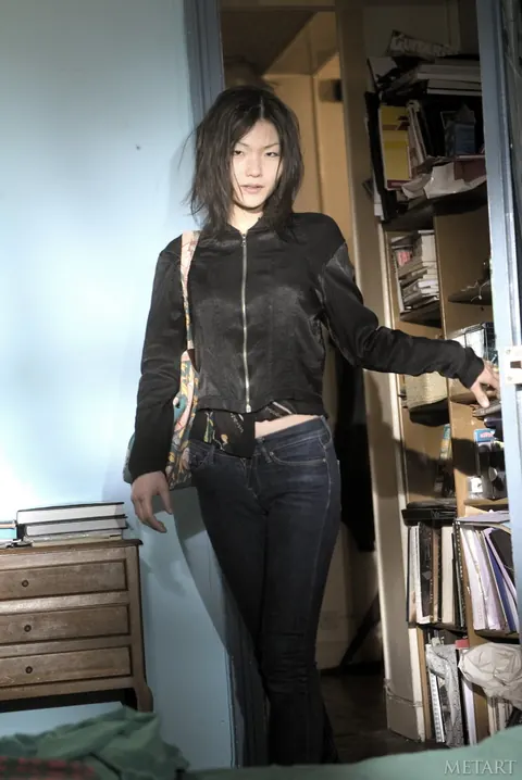 Asuka A: Asian Brunette in Jeans and Panties Shows Her Hairy Pussy – photo 1 of 21