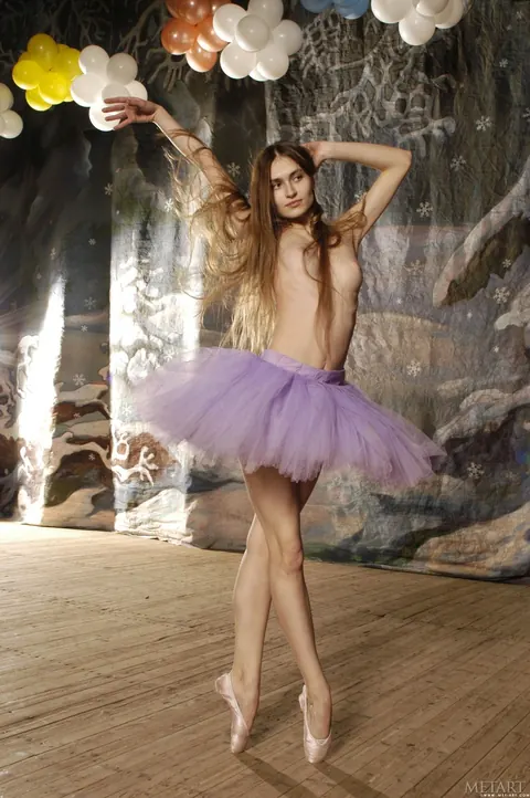 Slim Brunette Ballerina Undresses and Shows Her Small Tits – photo 21 of 21