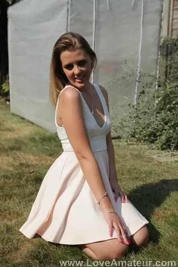 PAWG Unzips Her White Dress to Reveal Skirt and Panties Then Strips Naked