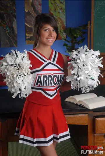 Petite Latina Strips Out of Her Uniform and Lingerie and Spreads