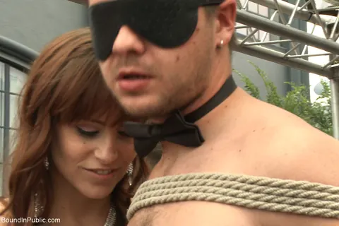 Two Men Kiss and Play with Bondage Restraints Outdoors – photo 12 of 21