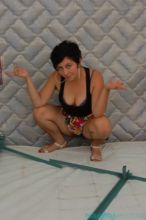 Nikki Silver: Busty Brunette MILF Strips Off Her Skirt and Works Hairy Pussy with a Dildo – photo 4 of 21