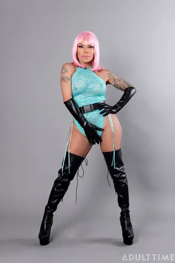 Trans Woman in Latex Has Lesbian Sex with Fingering and Licking