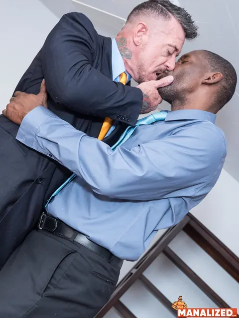 Tattooed Businessman Takes a Black Stud's Cock in Interracial Anal – photo 13 of 21