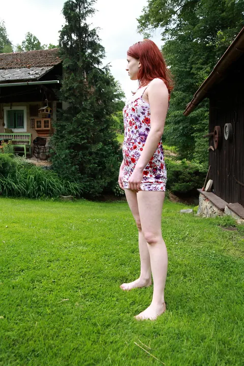 Jarmila: Pale Redhead Strips Out of Her Skirt on the Lawn – photo 2 of 20