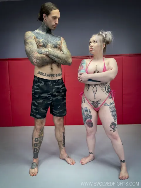 Kaiia Eve: Tattooed Brunette Wrestler Strips and Gets Fucked Doggy Style – photo 6 of 21