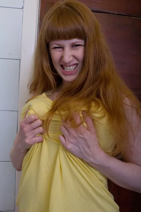 Chloe B: Australian Redhead BBW Strips and Spreads Her Hairy Pierced Pussy – photo 3 of 20
