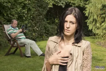 Tall Slim Brunette in Jeans Sucks Cock and Takes Anal