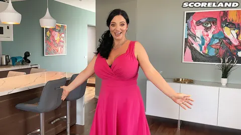 Joanna Bliss: Curvy Brunette MILF Does Yoga in Lingerie and Heels – photo 1 of 16