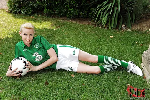 Shannon Reid: European Blonde Strips Out of Her Football Uniform Outdoors – photo 6 of 16