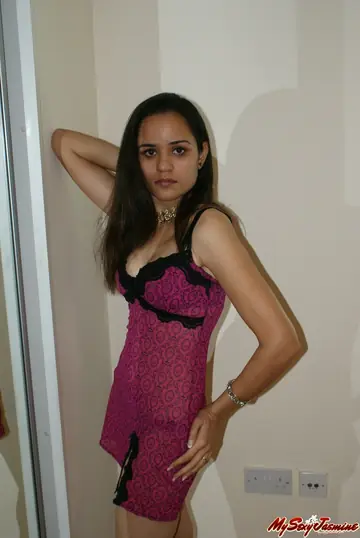 Indian Brunette Strips Out of Her Lingerie and Skirt