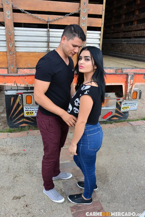 Julia Cruz: Busty Short-Haired Latina in Glasses Sucks Two Cocks Outdoors – photo 13 of 17