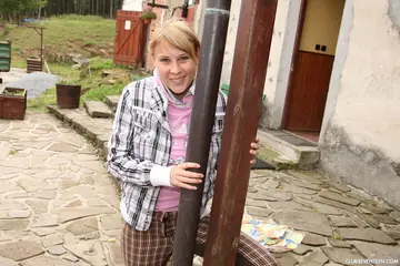 European Blonde PAWG Uses a Dildo After Slipping Off Her Panties