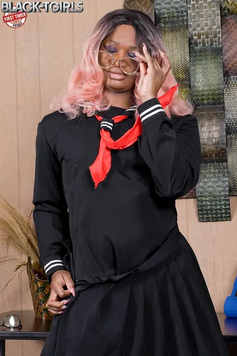 Ebony Trans Woman Sheds Her Lingerie and Bares Her Cock – photo 2 of 16