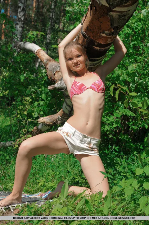 Bridgit A: Petite European Redhead Strips Out of Her Thong in the Forest – photo 3 of 18