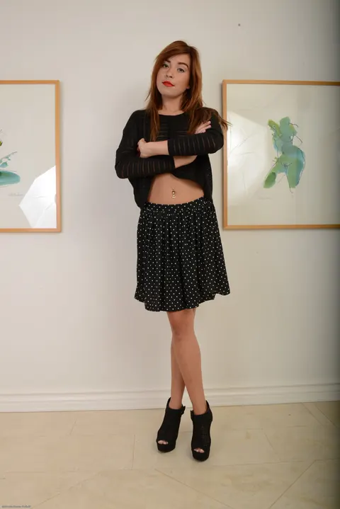 Kaylee Haze: Redhead in a Skirt Pulls Her Panties Down and Spreads – photo 2 of 21