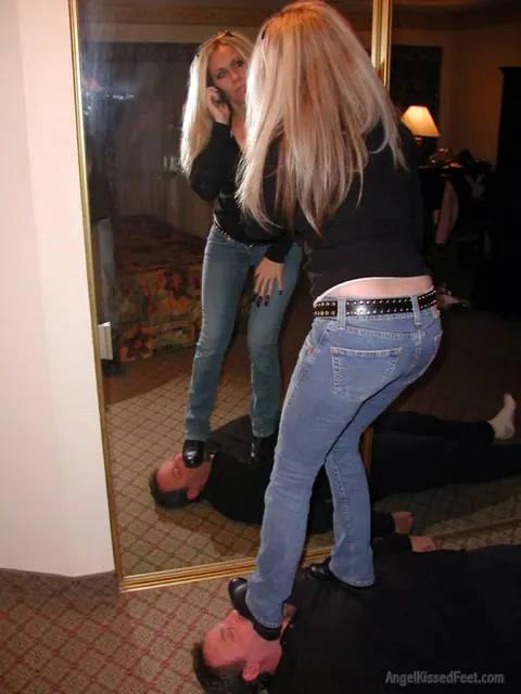 Mature Blonde PAWG Tramples Him in Boots and Jeans – photo 6 of 15