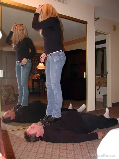 Mature Blonde PAWG Tramples Him in Boots and Jeans – photo 2 of 15