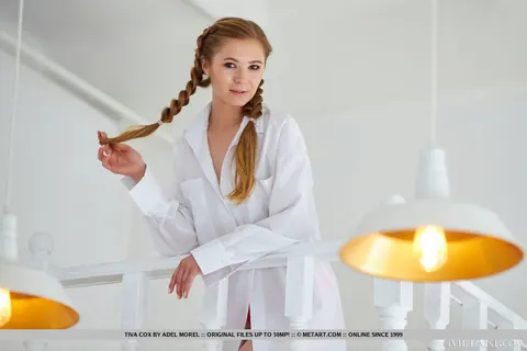 Tiva Cox: Redhead in Pigtails Pulls Panties Aside and Spreads – photo 2 of 18