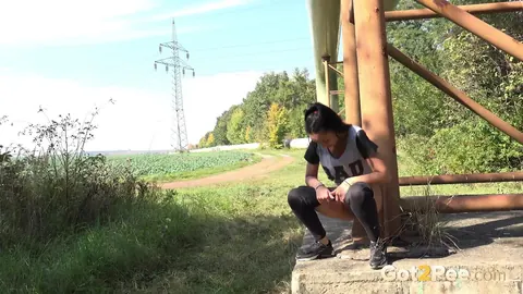 Esperansa: Brunette Undresses Outdoors and Spreads Her Pussy to Pee – photo 2 of 15