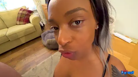 Busty Ebony Babe Sucks Two White Cocks and Swallows Their Loads – photo 16 of 21