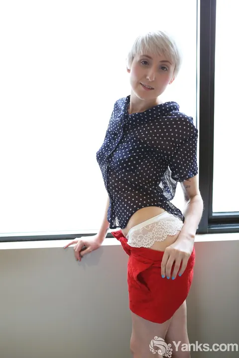 MOLLY DAE: Petite Blonde Spreads and Uses a Dildo at the Window in Lingerie – photo 6 of 17