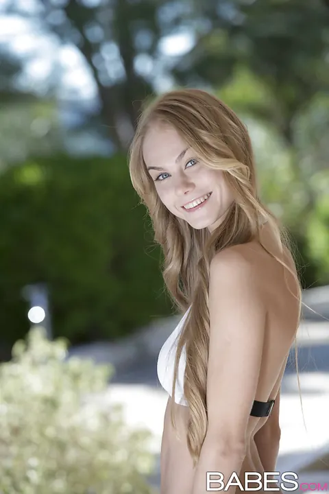 Nancy A: Tall European Blonde Strips Out of Her Shorts Outdoors – photo 5 of 16