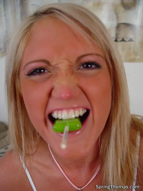 Spring Thomas: Tall Blonde with Big Natural Tits Pushes Lollipop Inside Shaved Pussy – photo 2 of 19