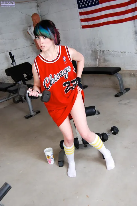 Sabrina Dorota: Brunette in Uniform Strips, Spreads Her Pussy, Fingers Herself and Squirts – photo 4 of 21