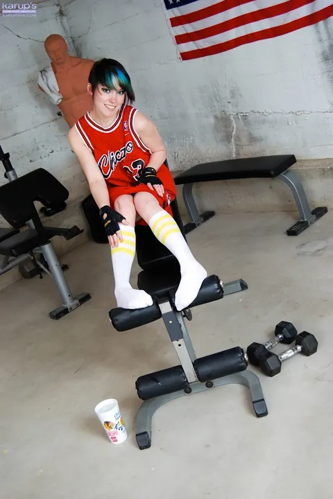 Sabrina Dorota: Brunette in Uniform Strips, Spreads Her Pussy, Fingers Herself and Squirts – photo 1 of 21