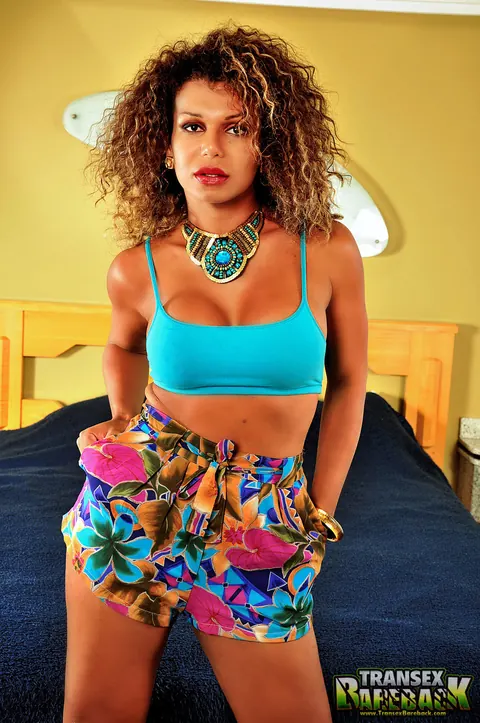 Curly Brazilian Trans Woman Takes Bareback Anal Doggy Style – photo 1 of 21
