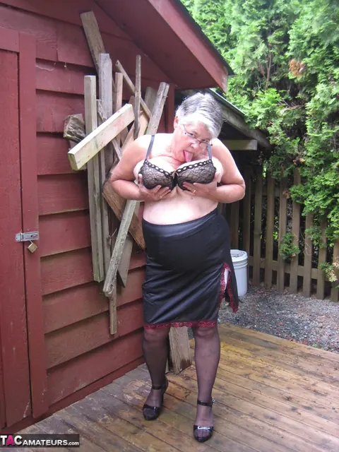 BBW in Stockings and Glasses Spreads Wide – photo 13 of 20