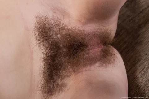 Sasha Pink: Redhead in Shorts Spreads Her Hairy Pussy Wide – photo 10 of 16