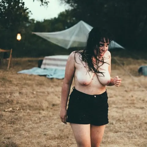 Maria Riot: Busty European Brunette Rides Her Man Outdoors in Nature – photo 8 of 17