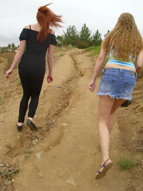 Petite Redhead in Shorts Spreads Her Shaved Pussy Outdoors – photo 9 of 20