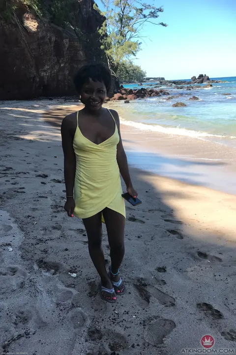 Noemie Bilas: Slim Ebony Brunette in Shorts Shows Her Tits and Spreads – photo 11 of 20