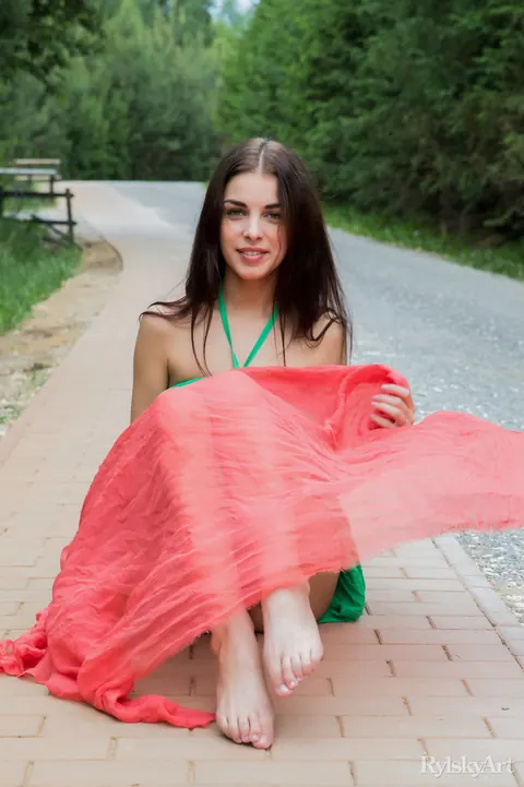 Evita Lima: Busty Brunette Strips Out of Her Dress on the Sidewalk – photo 10 of 16