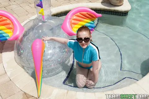 Amber Addis: Slim Redhead Gets Fucked Poolside in Her Glasses – photo 3 of 21