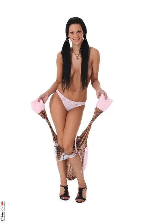 Alyssia Loop: Tall Czech Brunette in Pigtails Strips to Heels and Spreads – photo 8 of 15
