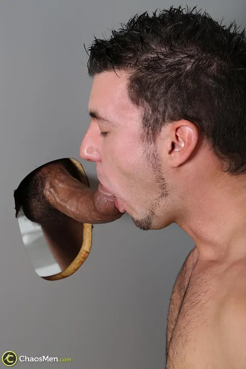 Hairy Stud Sucks BBC Through Gloryhole Before Sex – photo 14 of 20