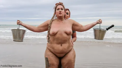 Mistress Kara: Tall Busty BBW Bound in Restraints on Public Beach – photo 6 of 20